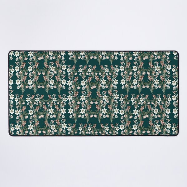 Item preview, Deep Emerald Vintage Botanical Lily and Blush Tulip Pattern designed and sold by Jyoti-Quotes.