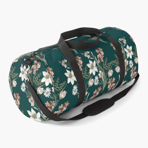 Item preview, Deep Emerald Vintage Botanical Lily and Blush Tulip Pattern designed and sold by Jyoti-Quotes.