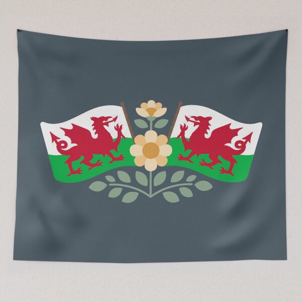 Item preview, Wales Flag Folk Motif – © heidiannemorris Scandinavian Folk Art designed and sold by FOLK ART FUSION by heidiannemorris.