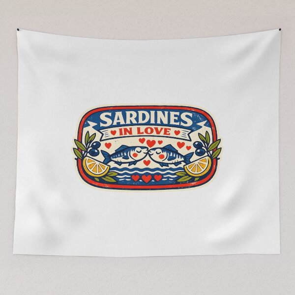 Item preview, Sardines In Love Cute Vintage Mediterranean Romantic Coastal Summer Gift designed and sold by Artycom.