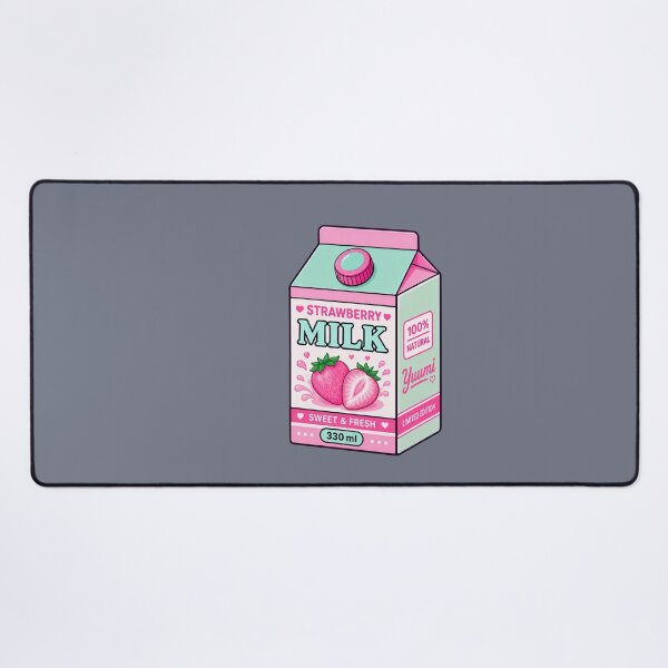 Aperçu de l'œuvre Brique de lait à la fraise Kawaii | Esthétique mignonne rose pastel pour une boisson créée et vendue par Aimetoi.