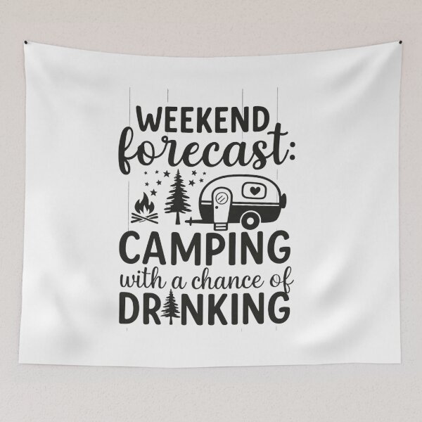 Item preview, Weekend Forecast: Camping with a Chance of Drinking – Funny Camping & RV Lover Design designed and sold by Palette & Hue.