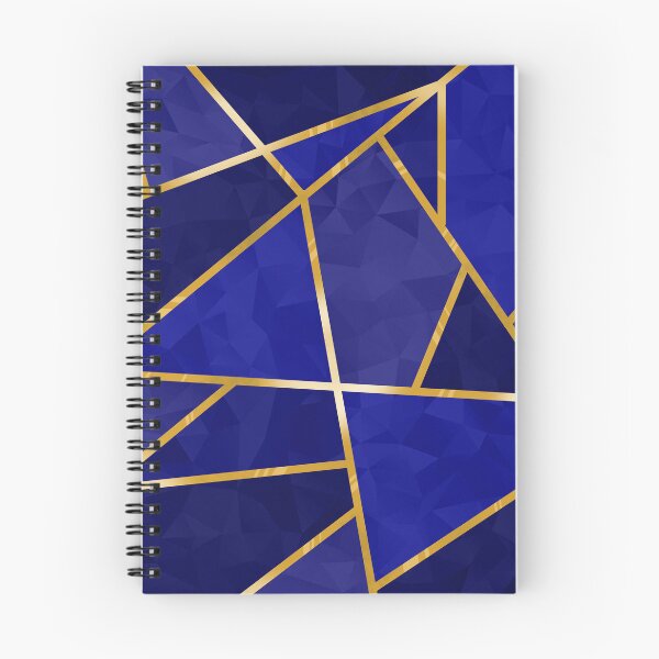 Artikelvorschau, Blaue geometrische Kristalle mit Goldrand entworfen und verkauft von SolGalaxyDesign.