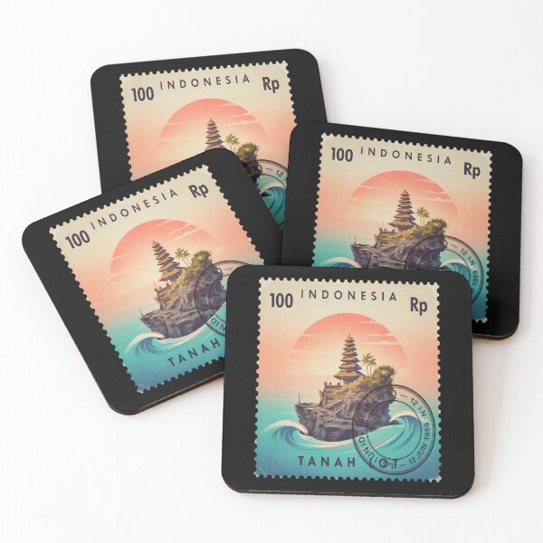 Item preview, Tanah Lot Bali Sea Temple Sunset Stamp Sticker designed and sold by stickercuffs.