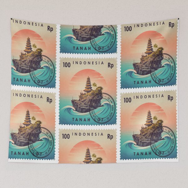 Item preview, Tanah Lot Bali Sea Temple Sunset Stamp Sticker designed and sold by stickercuffs.