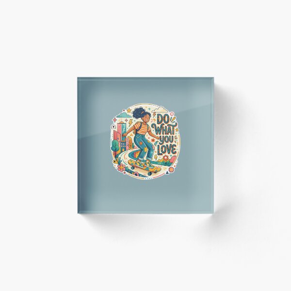 Aperçu de l'œuvre Fais ce que tu aimes : le skateboard, la typographie rétro créée et vendue par Dream Design Store.