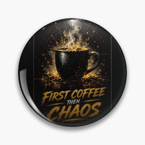 Item preview, First Coffee Then Chaos – Premium Coffee Lover Design | Black & Gold motivation designed and sold by Peter Kaul.