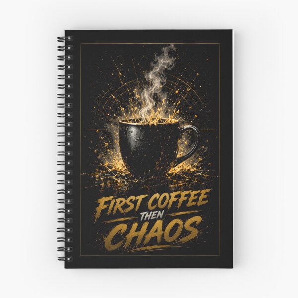 Item preview, First Coffee Then Chaos – Premium Coffee Lover Design | Black & Gold motivation designed and sold by Peter Kaul.