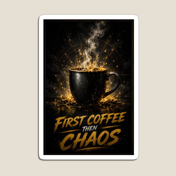 Item preview, First Coffee Then Chaos – Premium Coffee Lover Design | Black & Gold motivation designed and sold by Peter Kaul.
