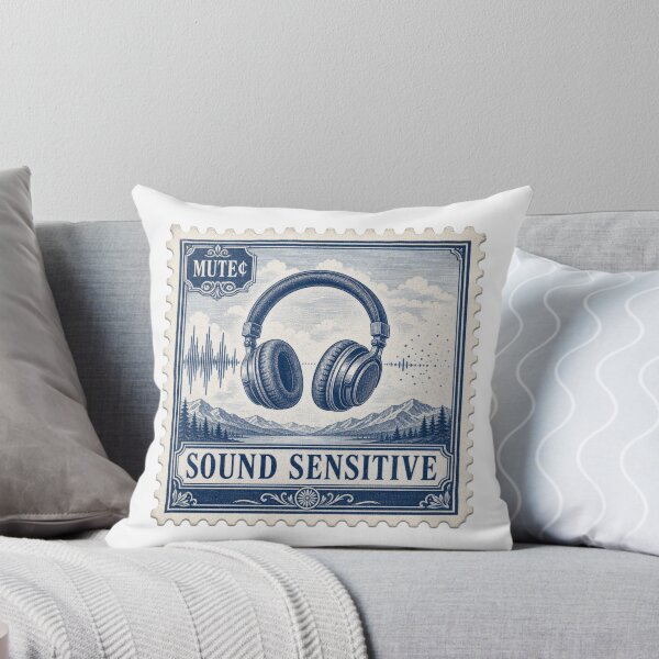 Item preview, Sound Sensitive Vintage Postage Stamp Headphones Design designed and sold by lenalenspod.
