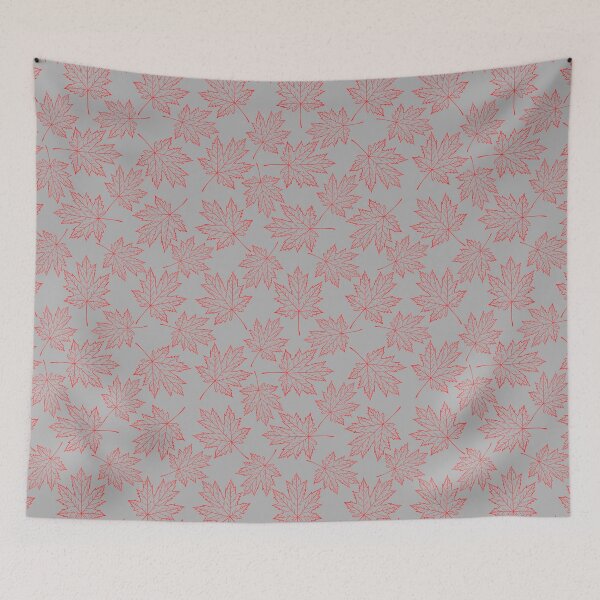Item preview, Light Grey and Red Maple Leaf Pattern designed and sold by SolGalaxyDesign.