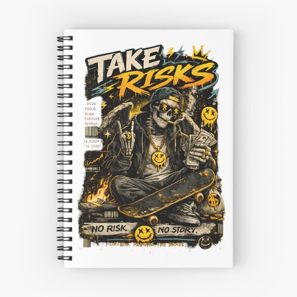 Item preview, Take Risks | Streetwear Skeleton Skate Graphic | Urban Vintage T-Shirt designed and sold by Arextr.