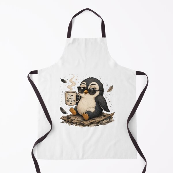 Item preview, Too Cool to Care Penguin – Funny Coffee Cartoon T‑Shirt Design designed and sold by EdgeSphere.