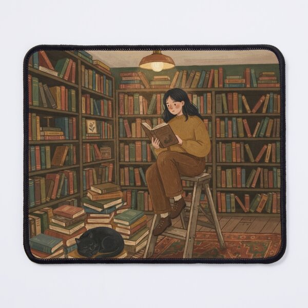 Item preview, The Vintage Bookstore, Cozy Bookshop and Cat Art Print designed and sold by BlareBlare.