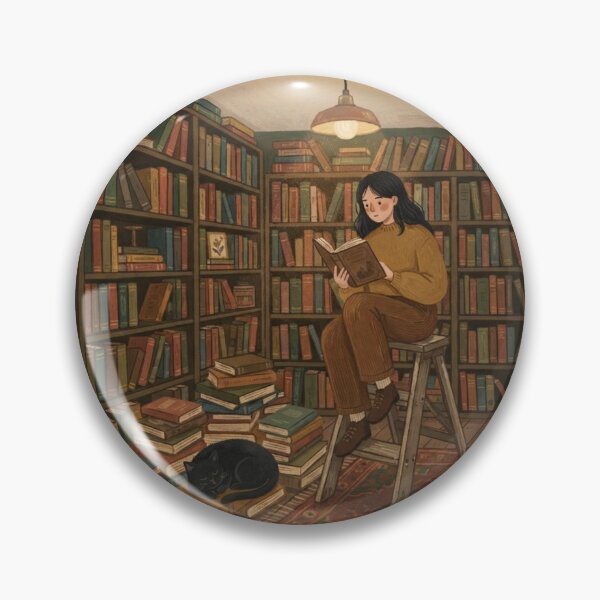 Artikelvorschau, The Vintage Bookstore, Cozy Bookshop and Cat Art Print entworfen und verkauft von BlareBlare.