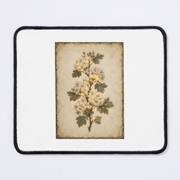 Item preview, Moonlit Hawthorn Blossom and Beltane Fire Print — Luminous Vintage May Day Altar Art designed and sold by Brackenlume Studio.