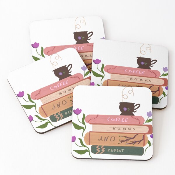 Item preview, Boho Coffee and Books Stack with Flowers designed and sold by IO Soul Spaces.