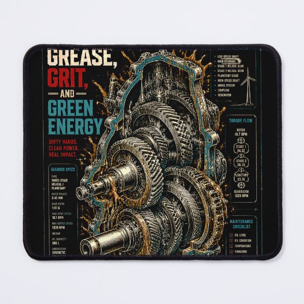 Item preview, Wind Turbine Gearbox Blueprint Grease Grit Green Energy designed and sold by RoyalOrderGallery.