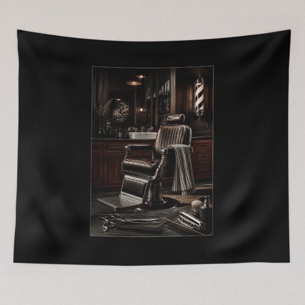 Item preview, Vintage Luxury Barbershop Interior Dark Leather Chair designed and sold by Barber MD Culture.