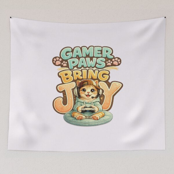 Item preview, Tech Paws Happy Vibes – Cute Gamer Cat PNG designed and sold by annenambiro.
