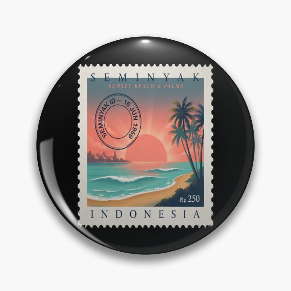 Item preview, Seminyak Bali Sunset Beach Palms Stamp Sticker designed and sold by stickercuffs.