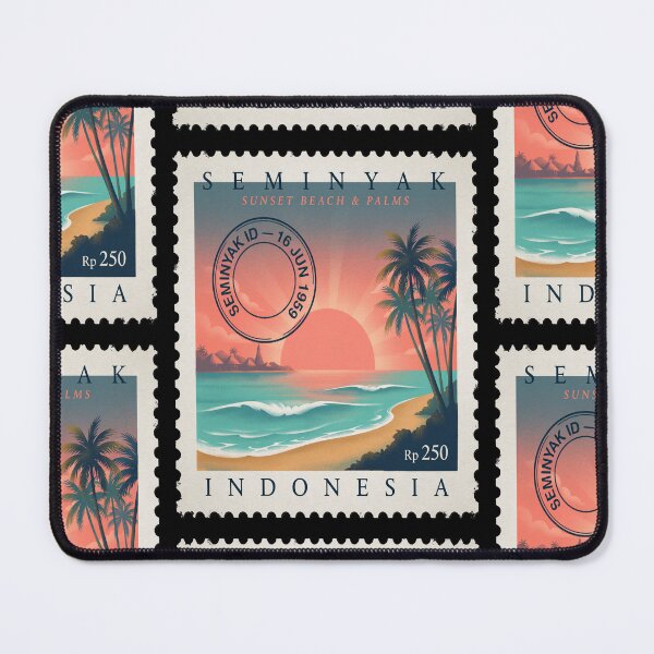 Item preview, Seminyak Bali Sunset Beach Palms Stamp Sticker designed and sold by stickercuffs.