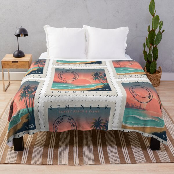 Item preview, Seminyak Bali Sunset Beach Palms Stamp Sticker designed and sold by stickercuffs.