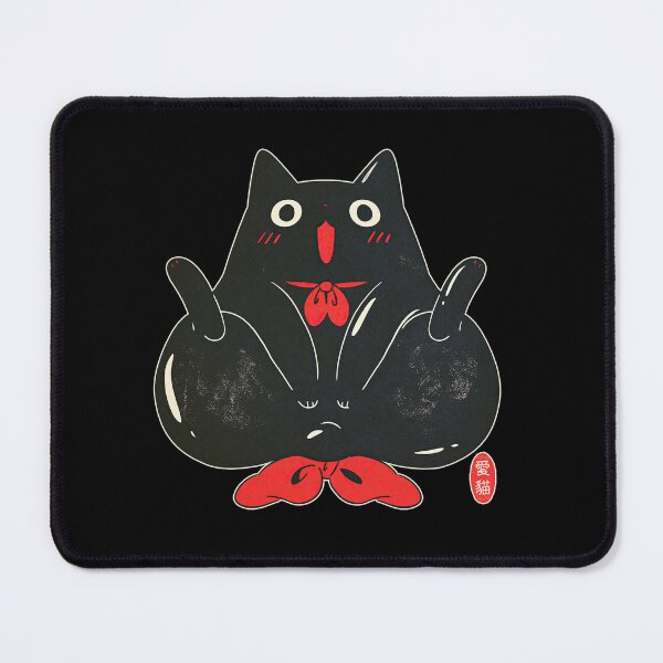 Item preview, Chunky Black Cat Red Bow Tie Illustration designed and sold by EdvvinStudios.