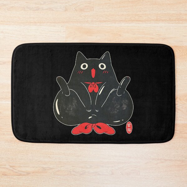 Item preview, Chunky Black Cat Red Bow Tie Illustration designed and sold by EdvvinStudios.