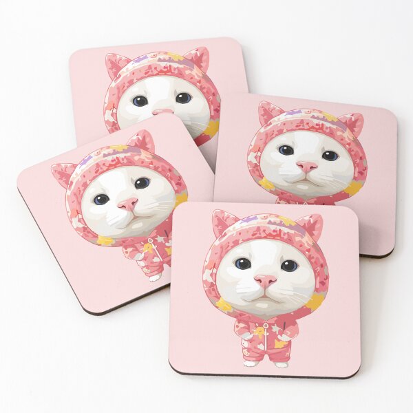 Item preview, Cute Pink Pajama Cat - Adorable Kitten in Star Onesie Kawaii Art designed and sold by arfindo-indra.