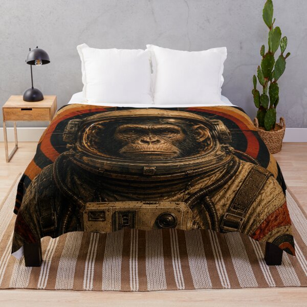 Item preview, Chimpanzee Astronaut Retro Futurist Space Explorer – Vintage Sci Fi Poster designed and sold by A-T-H.
