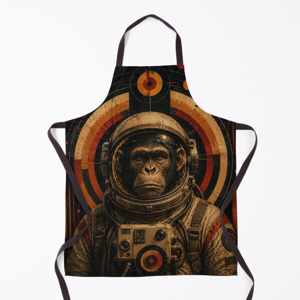 Item preview, Chimpanzee Astronaut Retro Futurist Space Explorer – Vintage Sci Fi Poster designed and sold by A-T-H.
