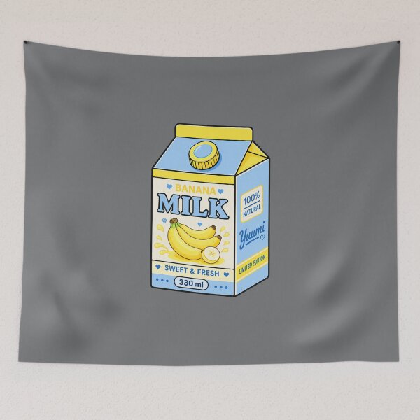 Item preview, Kawaii Banana Milk Carton | Cute Pastel Yellow & Blue Drink Aesthetic designed and sold by Aimetoi.