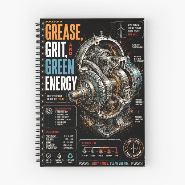 Item preview, Grease Grit Green Energy Wind Turbine Gearbox Blueprint  designed and sold by RoyalOrderGallery.