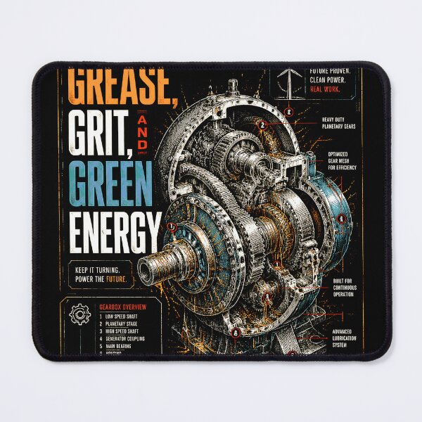 Item preview, Grease Grit Green Energy Wind Turbine Gearbox Blueprint designed and sold by RoyalOrderGallery.