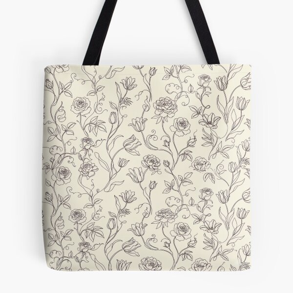 Item preview, Vintage Botanical Floral Line Art Seamless Pattern designed and sold by FashioonTrends.