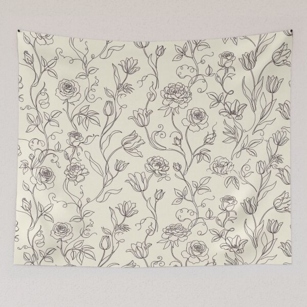 Item preview, Vintage Botanical Floral Line Art Seamless Pattern designed and sold by FashioonTrends.