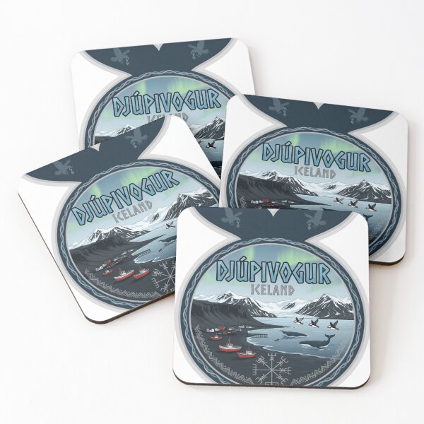 Item preview, Djupivogur Iceland Harbor Landscape Sticker designed and sold by Imaginarium of Chaos falcon88 .