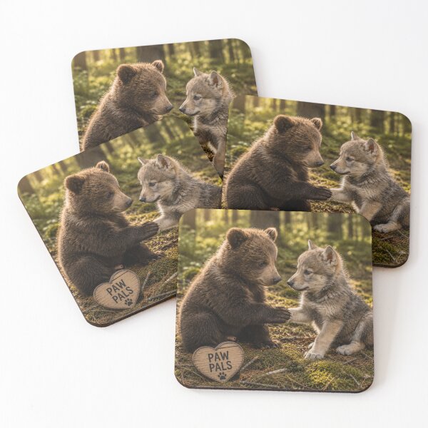 Item preview, Cute Bear Cub Wolf Cub Paw Pals Friendship designed and sold by BagFactoryUK.