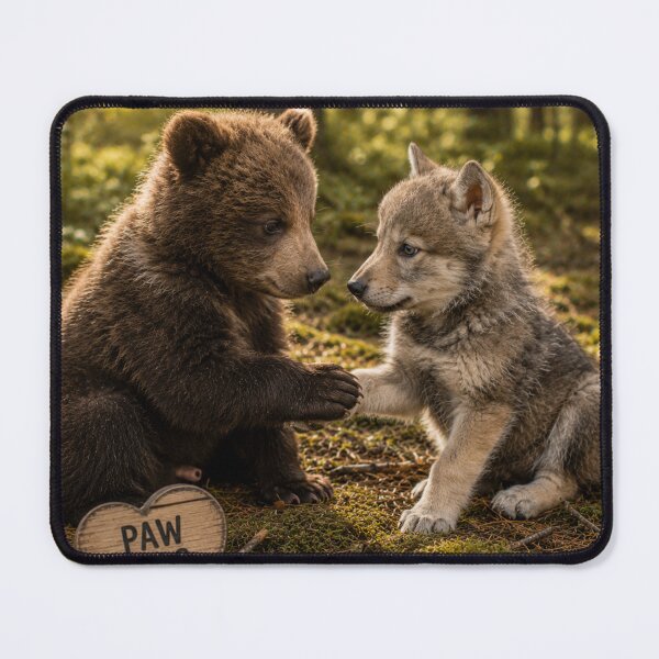 Item preview, Cute Bear Cub Wolf Cub Paw Pals Friendship designed and sold by BagFactoryUK.