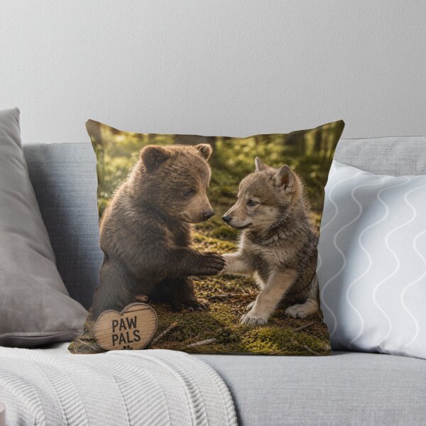 Item preview, Cute Bear Cub Wolf Cub Paw Pals Friendship designed and sold by BagFactoryUK.
