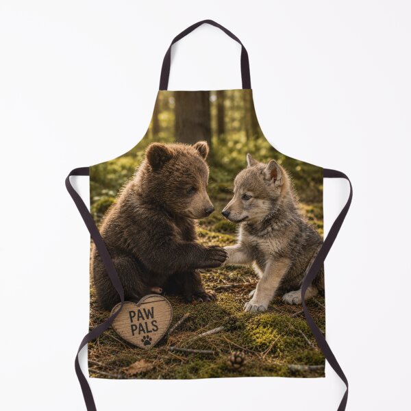 Item preview, Cute Bear Cub Wolf Cub Paw Pals Friendship designed and sold by BagFactoryUK.