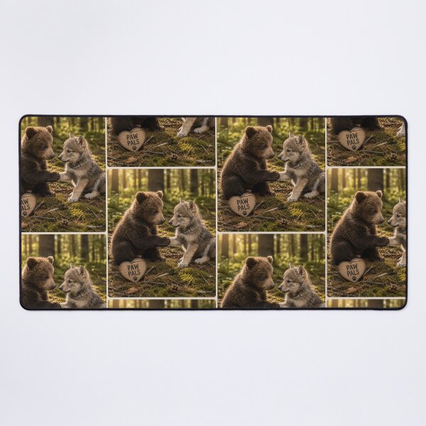 Item preview, Cute Bear Cub Wolf Cub Paw Pals Friendship designed and sold by BagFactoryUK.