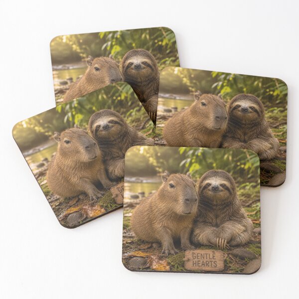 Item preview, Cute Capybara Sloth Gentle Hearts Animal Friends designed and sold by BagFactoryUK.
