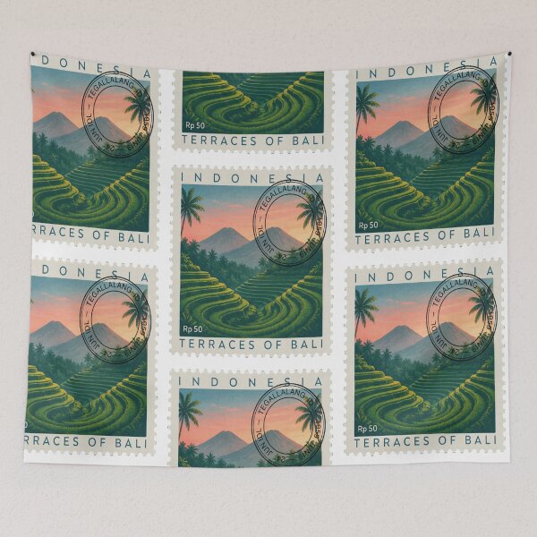 Item preview, Tegallalang Bali Rice Terrace Jungle Stamp Sticker designed and sold by stickercuffs.
