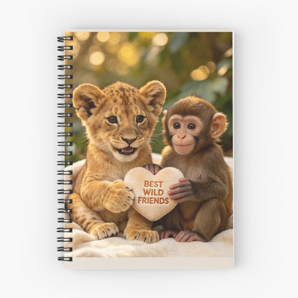 Item preview, Cute Lion Cub Monkey Best Wild Friends Heart designed and sold by BagFactoryUK.