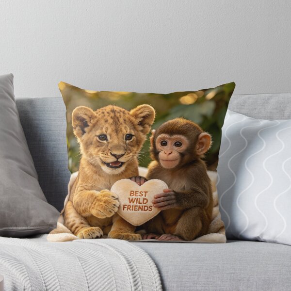 Item preview, Cute Lion Cub Monkey Best Wild Friends Heart designed and sold by BagFactoryUK.