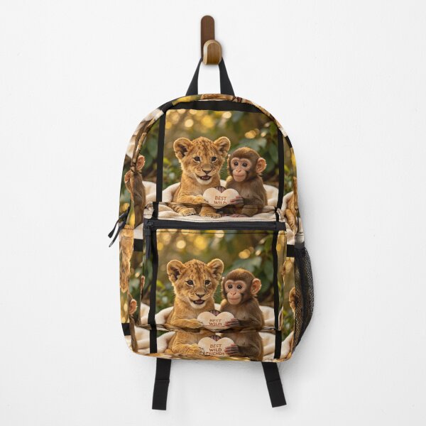Item preview, Cute Lion Cub Monkey Best Wild Friends Heart designed and sold by BagFactoryUK.