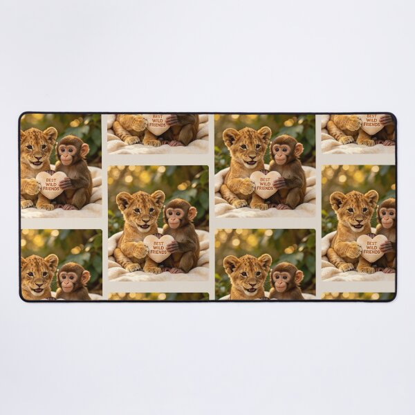 Item preview, Cute Lion Cub Monkey Best Wild Friends Heart designed and sold by BagFactoryUK.