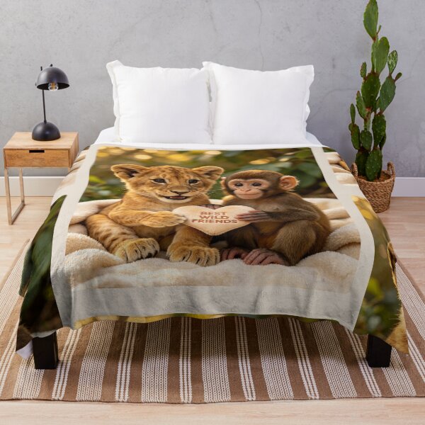 Item preview, Cute Lion Cub Monkey Best Wild Friends Heart designed and sold by BagFactoryUK.